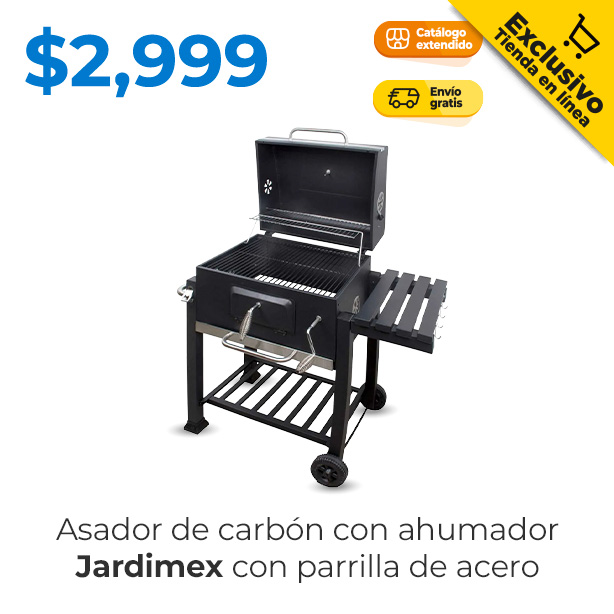 asador de carbón con ahumador Jardimex