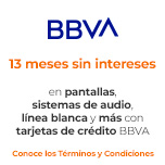 13 meses sin intereses en pantallas, sistemas de audio, línea blanca y más con tarjetas de crédito BBVA