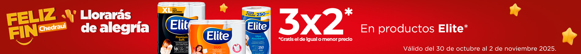 3x2 en productos Elite*​